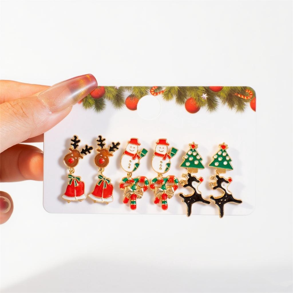 6 Pasang/Set Anting Seri Natal - Elk Bugle Call ulasan dan harga